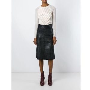 Forte Forte black leather panel midi skirt